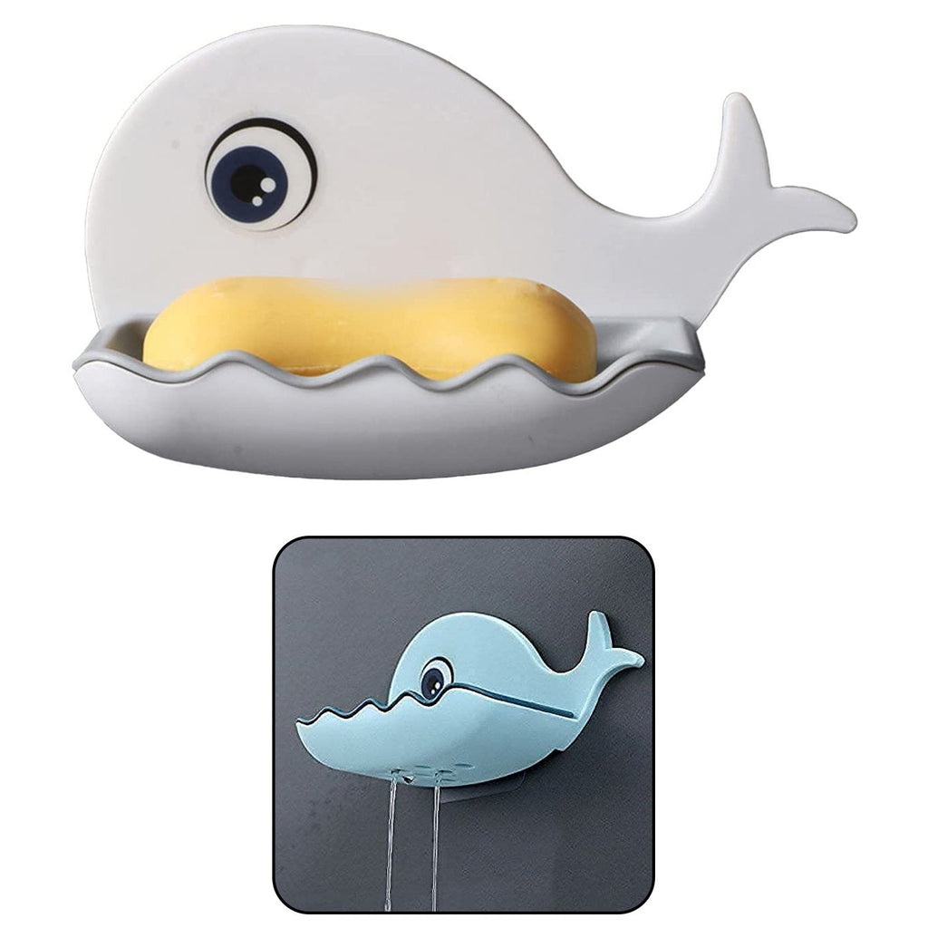 Two fish shape soap dishes displayed together, emphasizing their wall-mounted design.