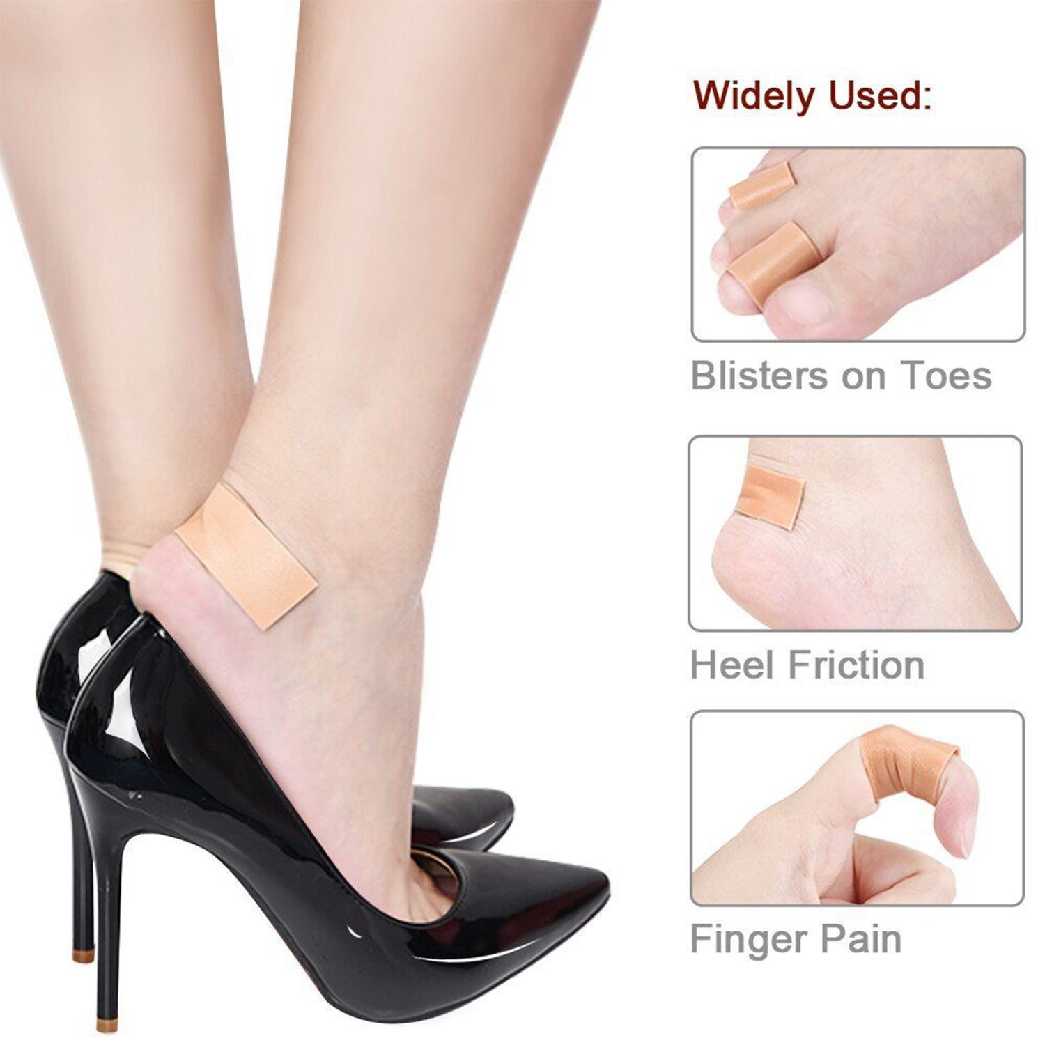 Elastic blister plaster providing complete foot care.