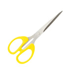 User cutting paper with ergonomic stainless steel scissors, showcasing efficiency.