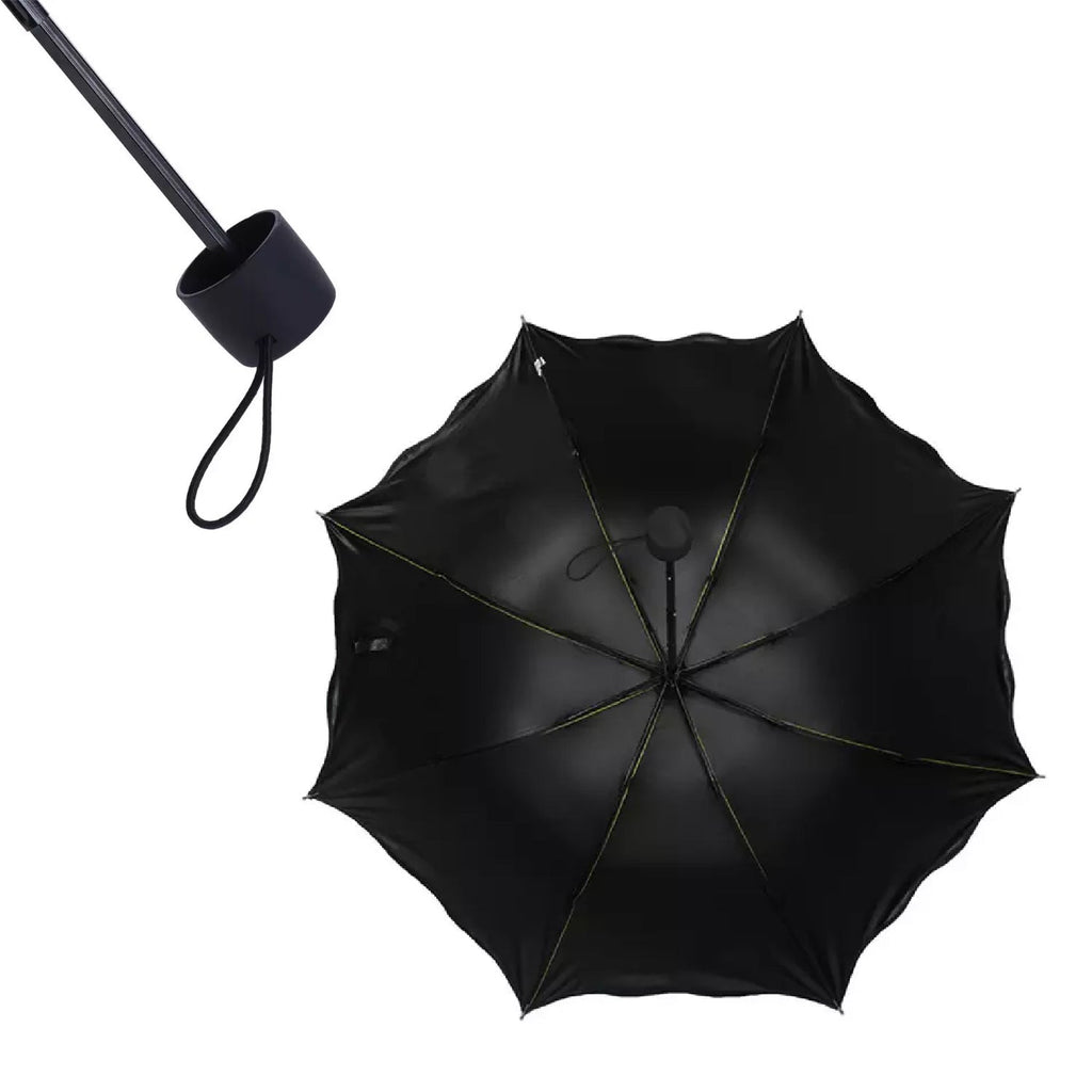 An open Magic Umbrella with its original, subtle blossom pattern before getting wet.