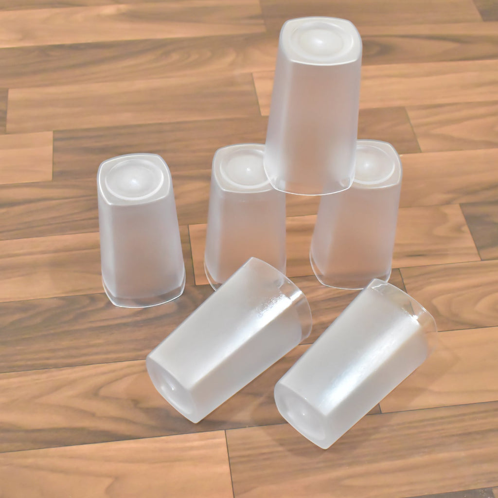 Ganesh 350ml unbreakable plastic drinking glasses, set of 6, displayed empty.