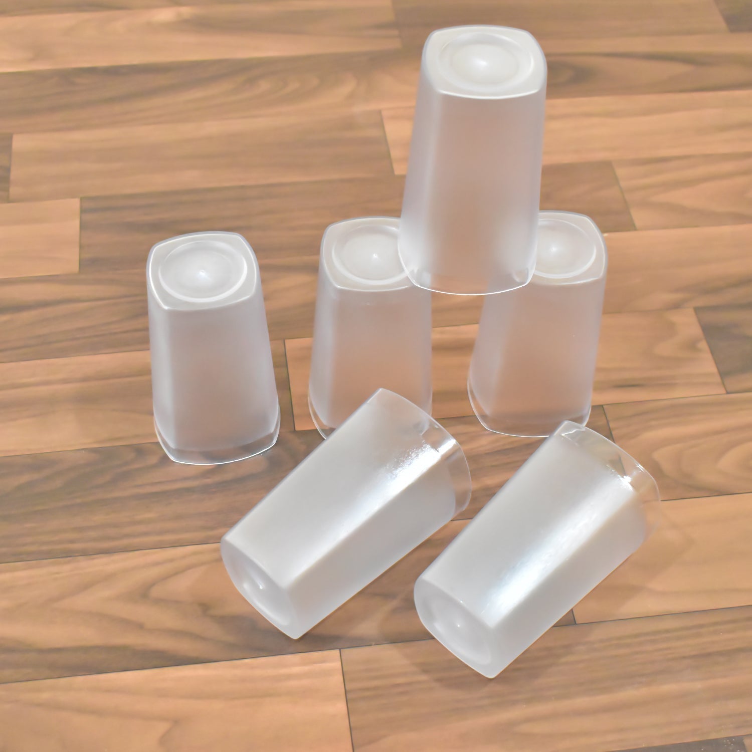 Ganesh 350ml unbreakable plastic drinking glasses, set of 6, displayed empty.