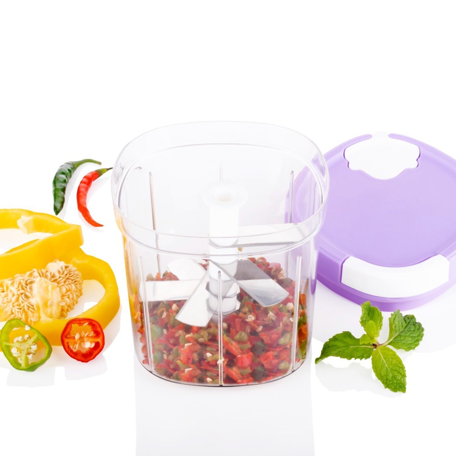 The 2-in-1 kitchen tool disassembled, showing its easy-to-clean components.