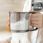 Plastic flour sieve cup with fine mesh filter for kitchen baking