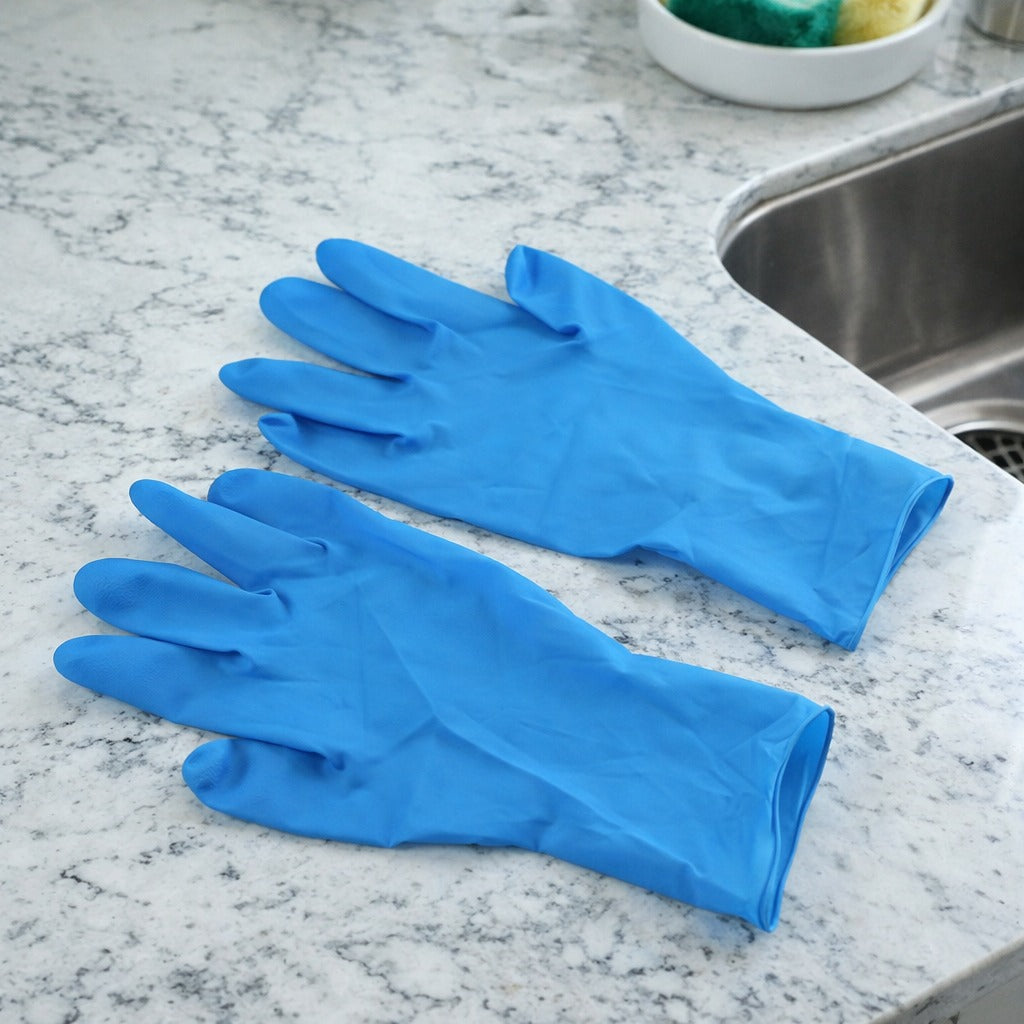 Blue reusable hand protection gloves ideal for kitchen tasks