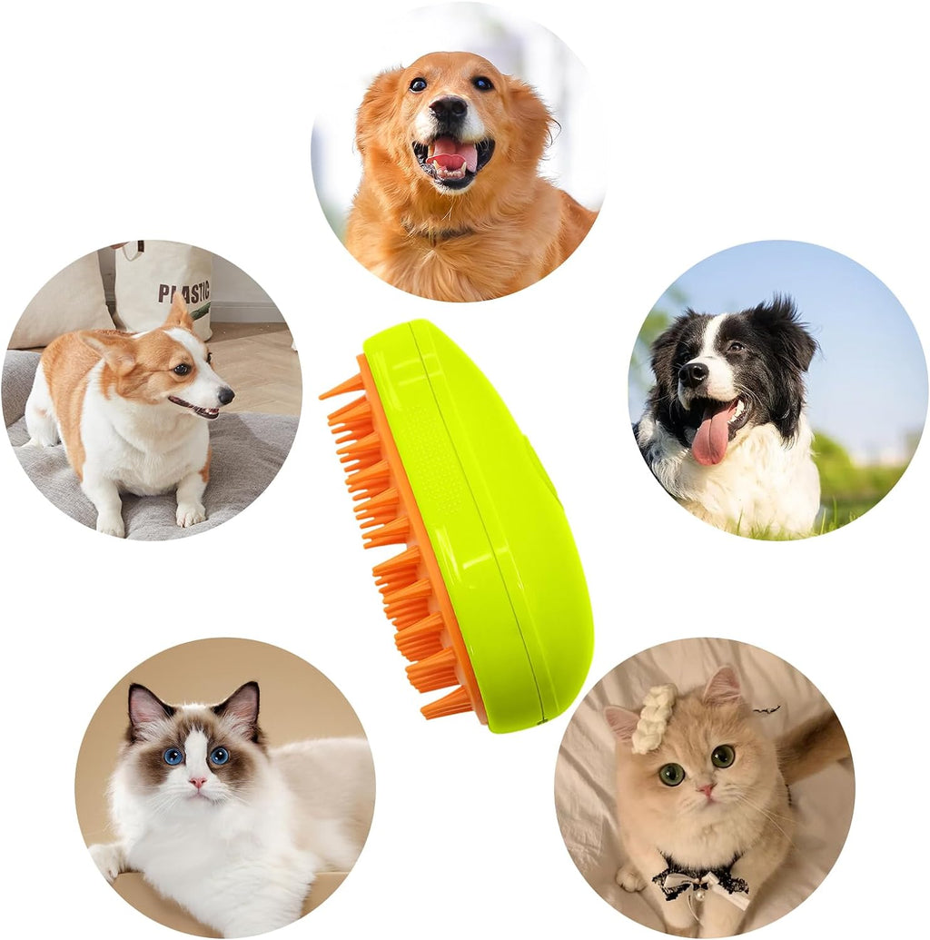 3-in-1 Cat Steamy Brush in white, ready for pet grooming.