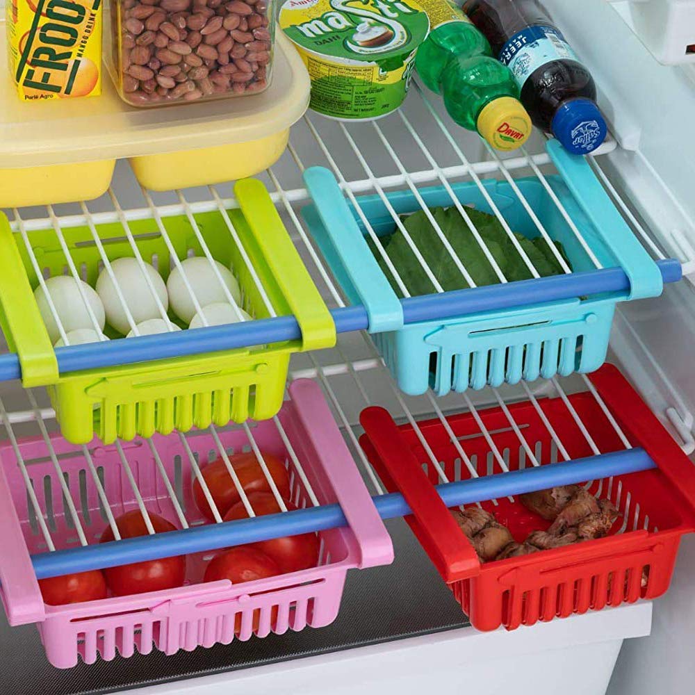 Unbreakable fridge storage trays with extra space for various food items.
