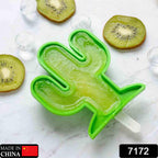Close-up of the durable cactus silicone ice cream mold with a white stick.