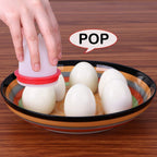 The Nonstick Egg Boiler kit with various egg preparations, highlighting its versatility.