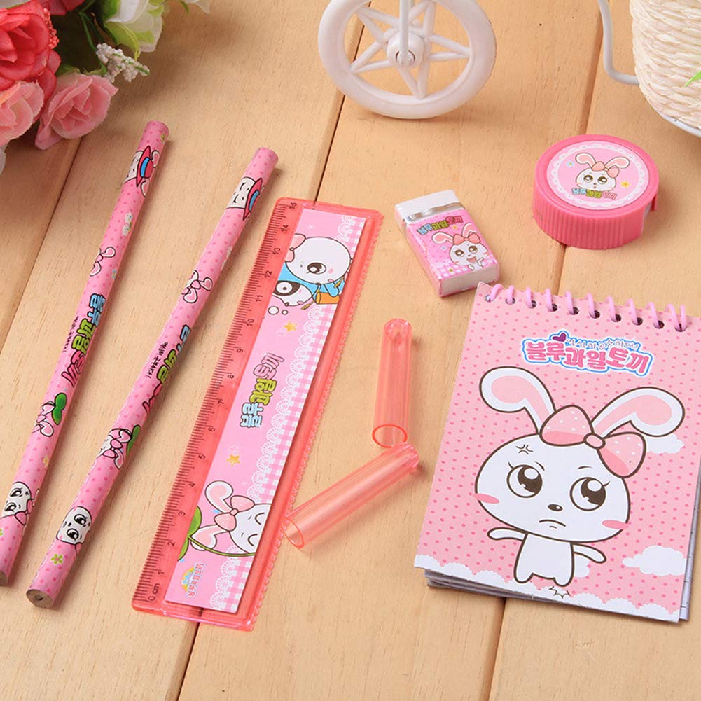 Assorted 8-in-1 Kids Stationery Set from VoltDesk, featuring essential school supplies like pencils, ruler, and eraser.