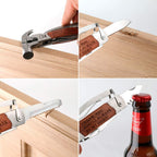Detail shot of the hammer multitool showcasing its integrated screwdrivers and other tools.