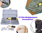 A complete 41-piece home repair tool kit featuring various sockets, bits, and a sturdy carry case.