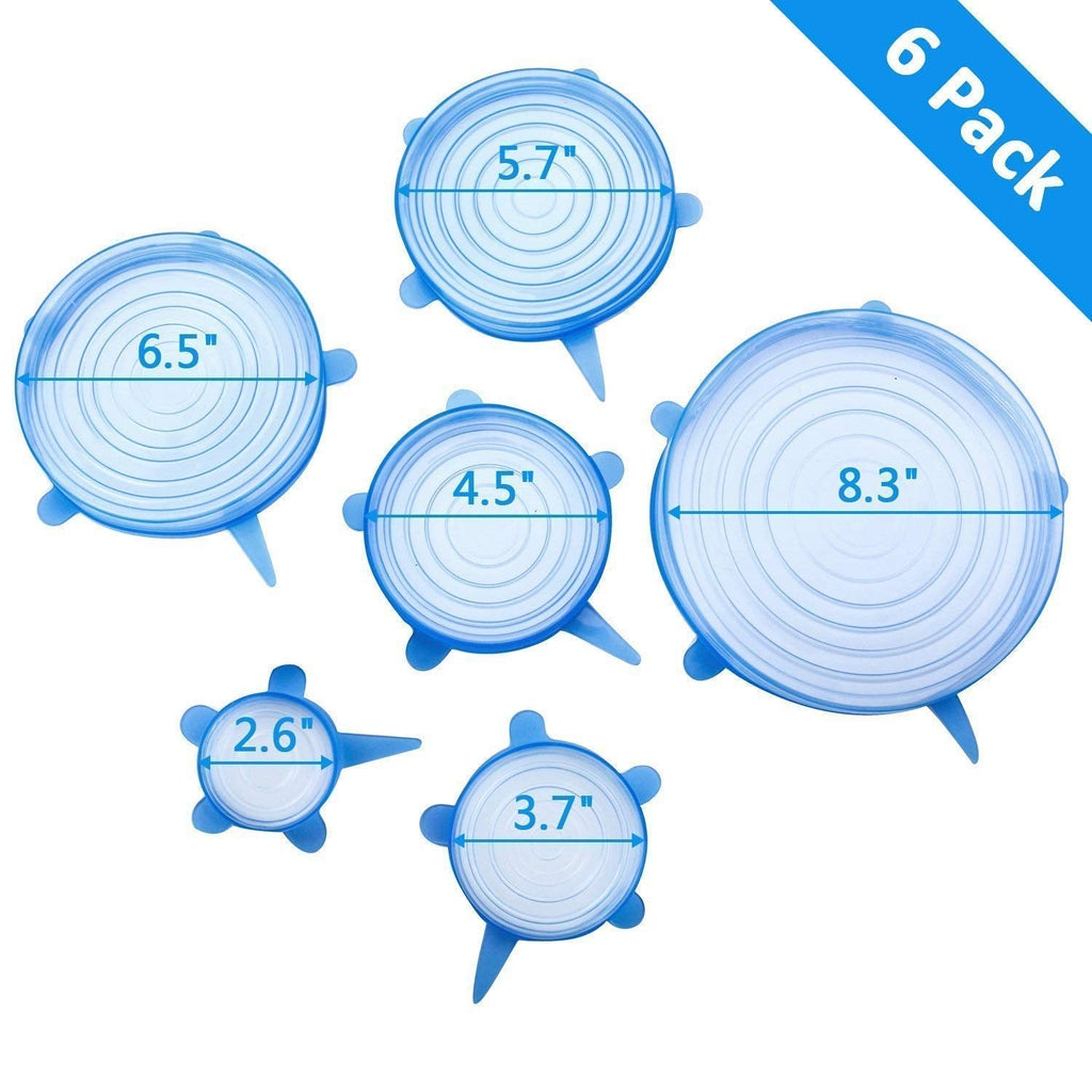 Microwave-safe silicone stretch lids keeping food fresh in a bowl.