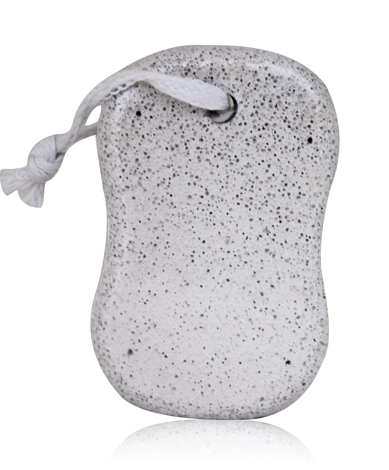 Ergonomic oval Foot Pumice Stone with a rope for easy grip and hanging.