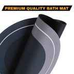 Bottom view highlighting rubber non-slip backing of oval bath mat