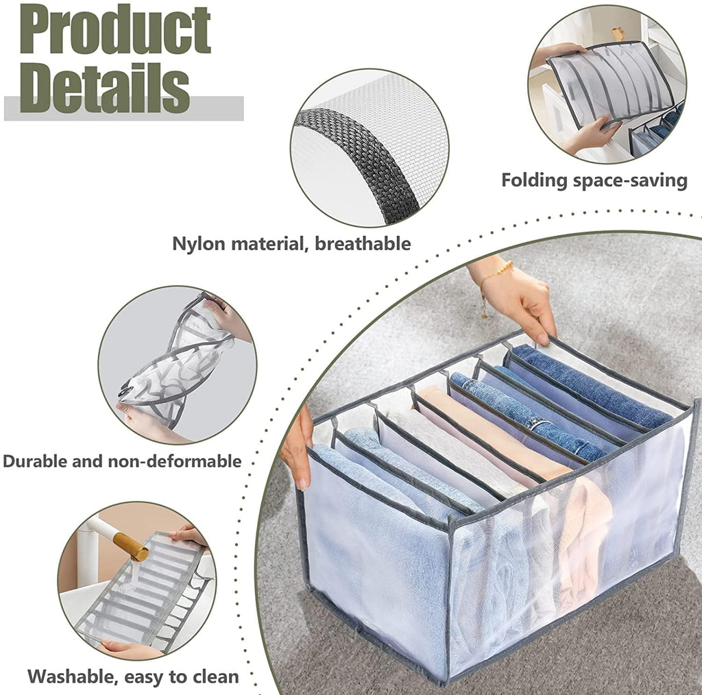 Organivo 7 Grid Clothes Organizer neatly arranged with garments inside a drawer.