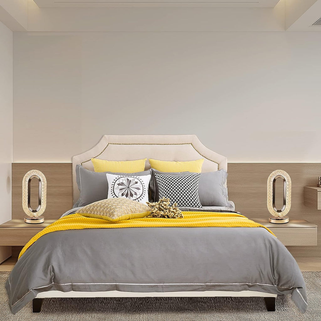 The crystal table lamp showcasing its versatile 3 lighting modes.