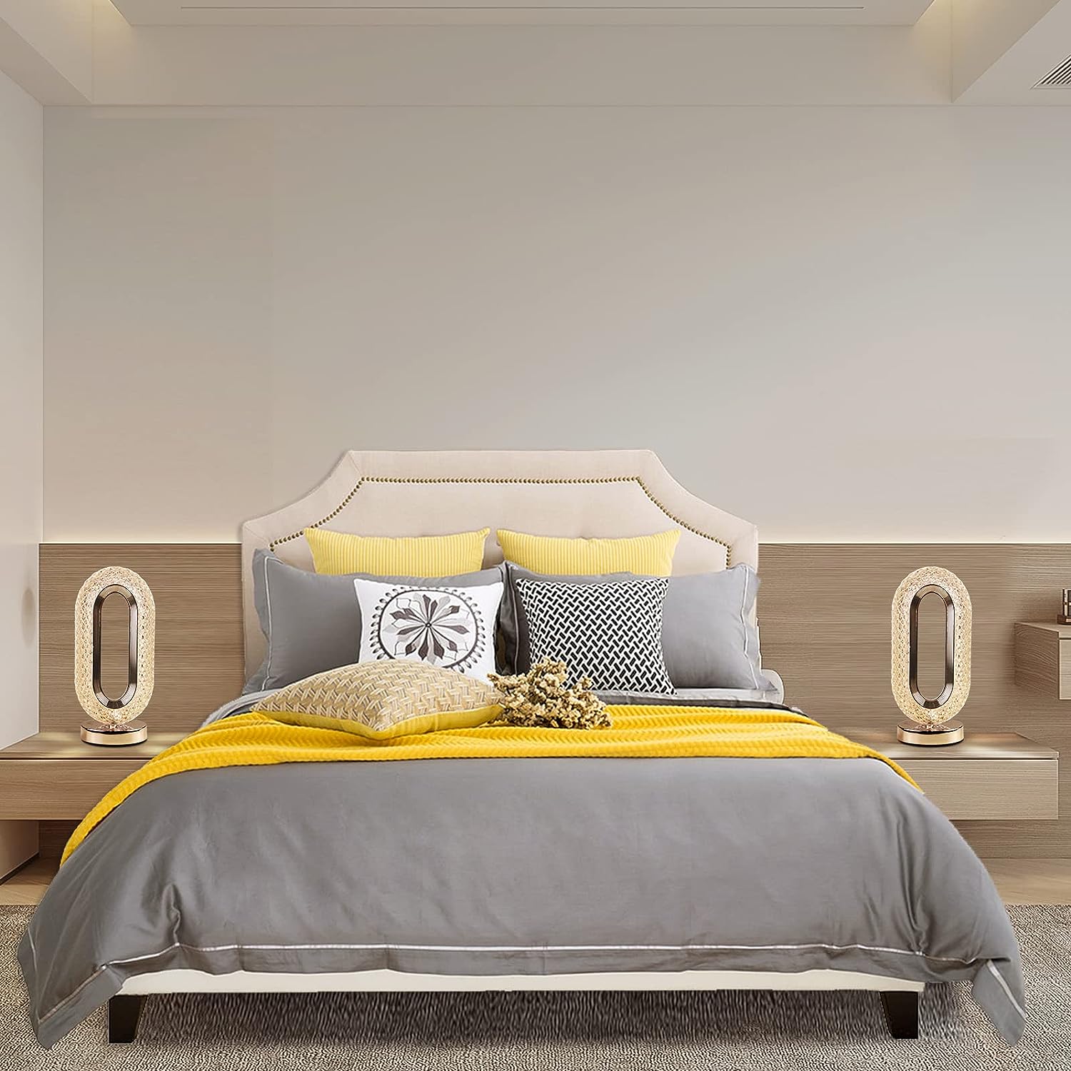 The crystal table lamp showcasing its versatile 3 lighting modes.
