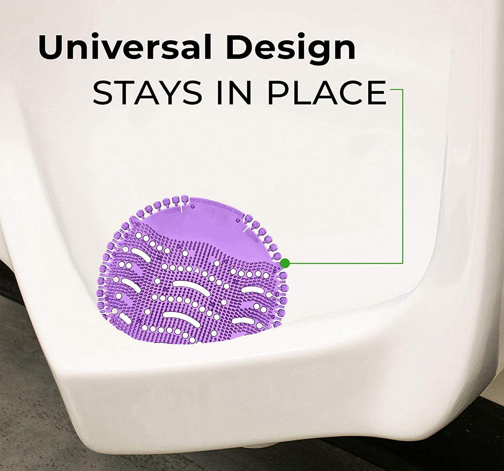 Detail of the bristle design on a round urinal screen mat, engineered to eliminate splash-back.