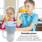 Lightweight portable juicer in action, effortlessly blending fresh juice.