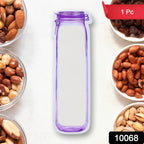 Single transparent reusable food storage bag standing upright.