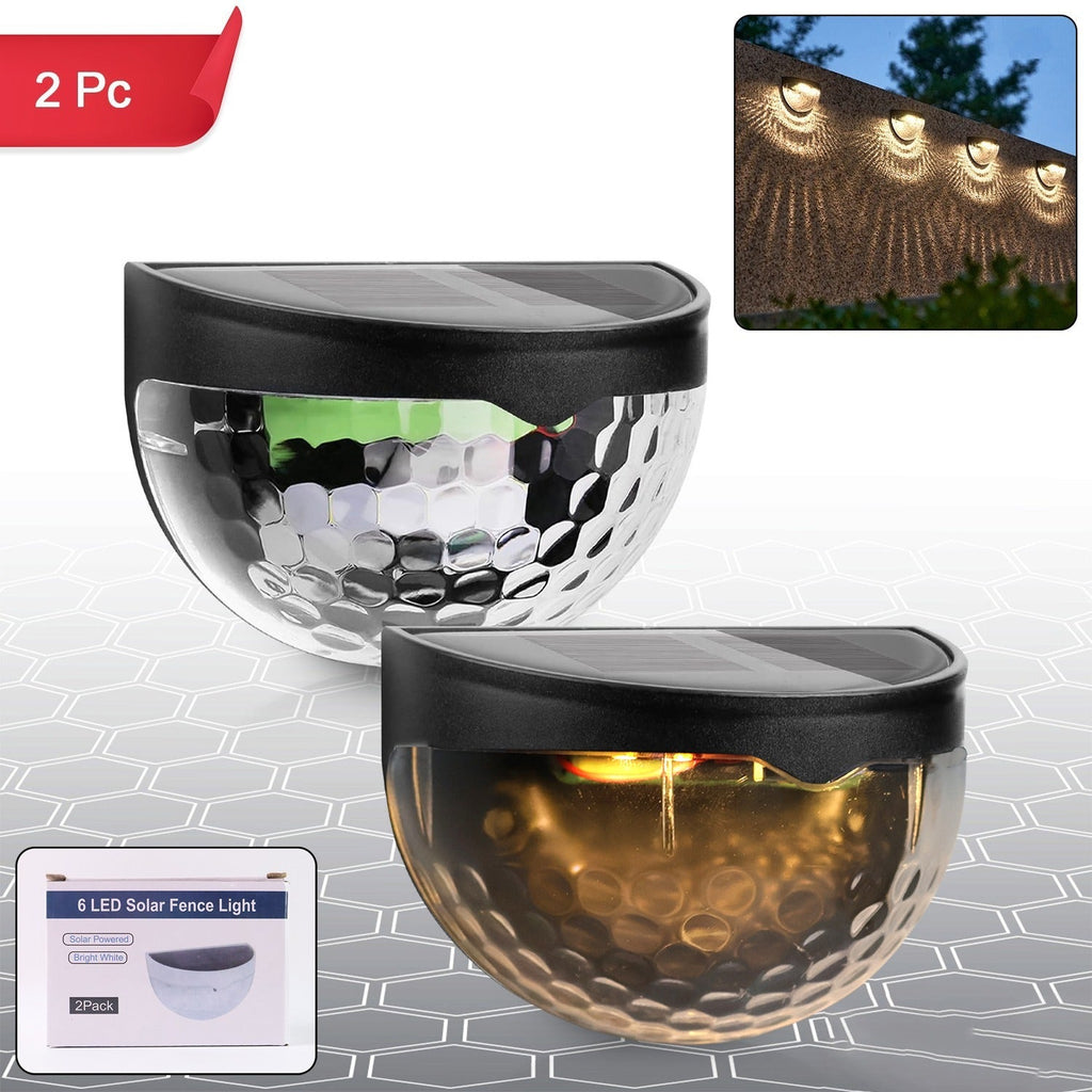 6 LED solar wall fence light with decorative honeycomb shade design