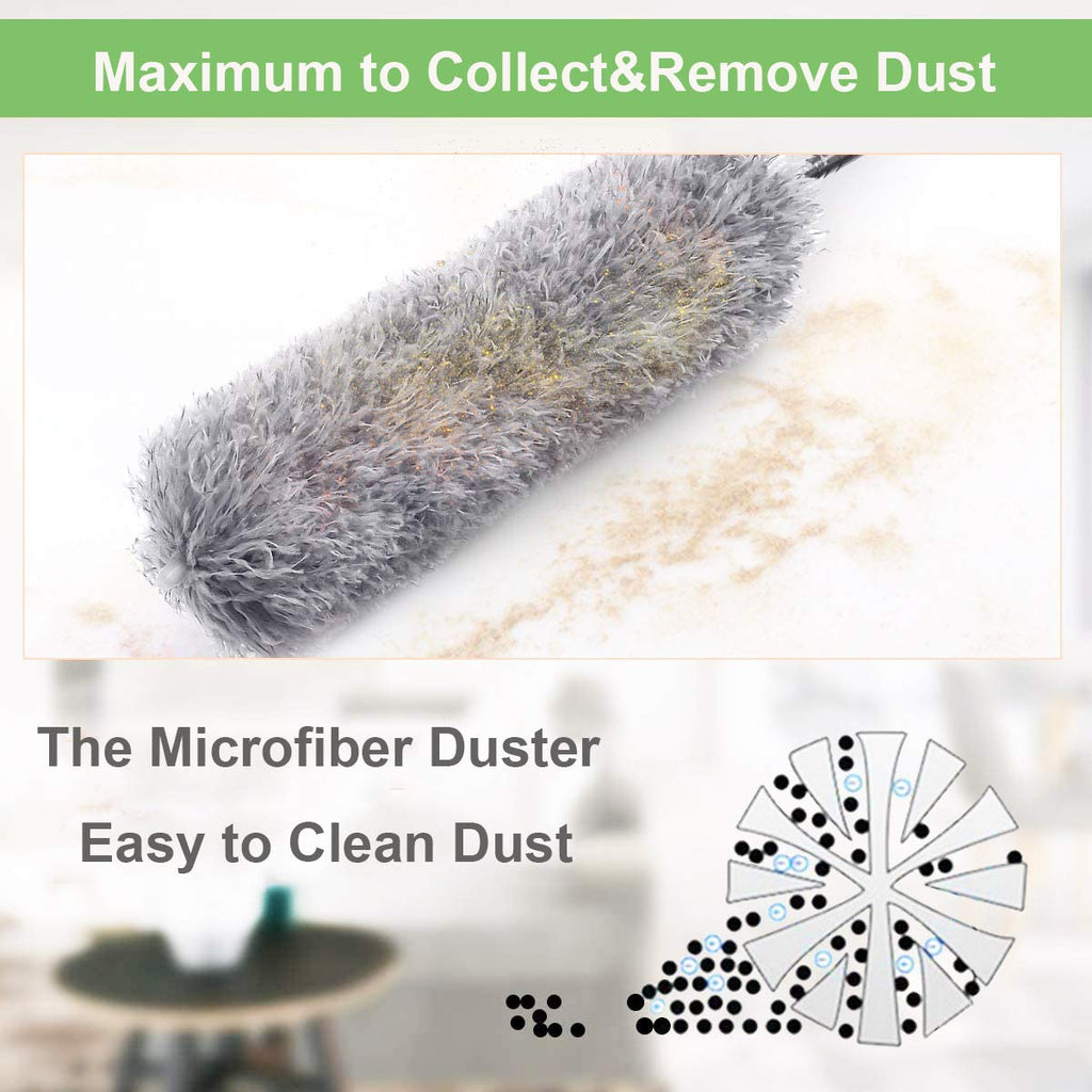 Microfiber duster fully extended, showcasing its long reach.