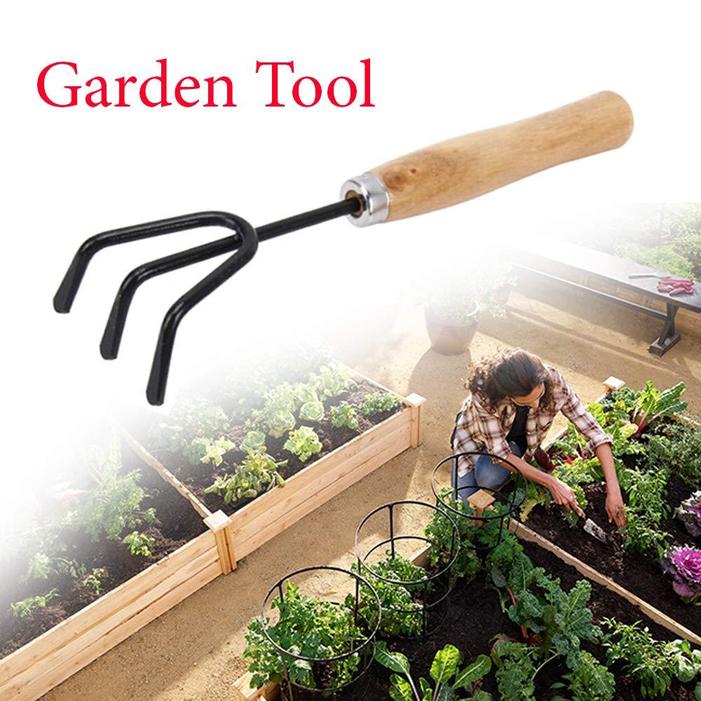 Ergonomic black handle of the steel hand cultivator, designed for comfortable use.
