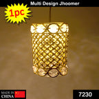 Side view of a decorative metal Jhoomer Chandelier for festive home decor.