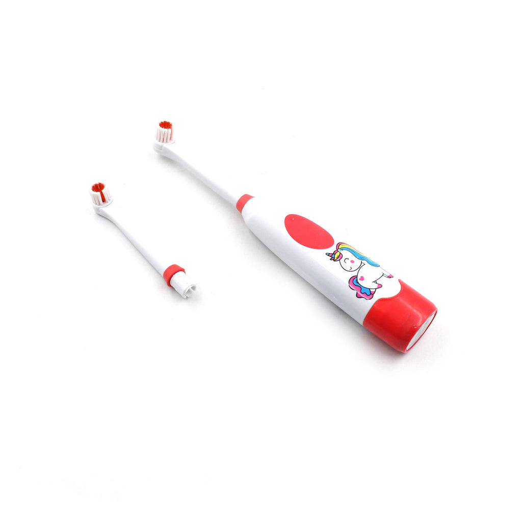 Detailed view of the electric toothbrush handle and soft bristles.