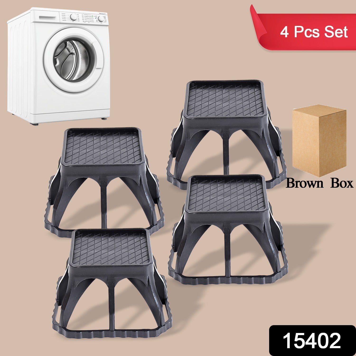 Close-up of durable plastic washing machine stand showcasing stability and waterproof design