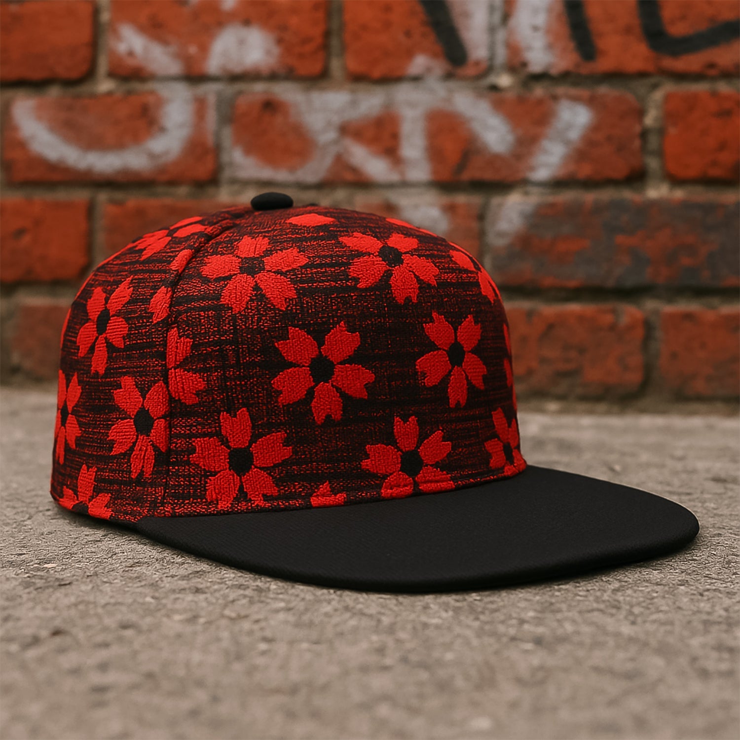 Close-up detail of a classic Hip Hop Snapback Hat, showcasing its durable fabric and quality stitching.