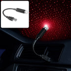 USB Star Projector creating a vibrant galaxy effect in a car.