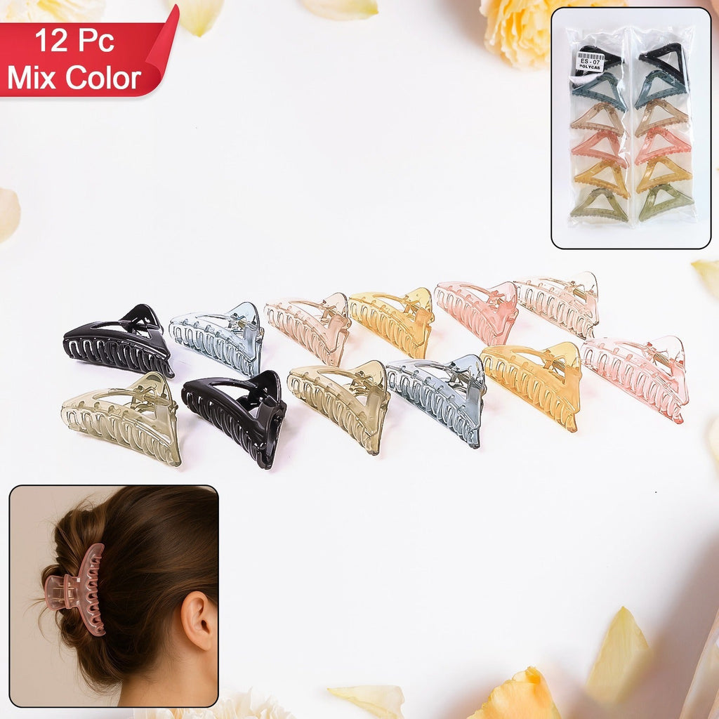 Triangle Hair Claw Clip with geometric open-frame design in translucent colors