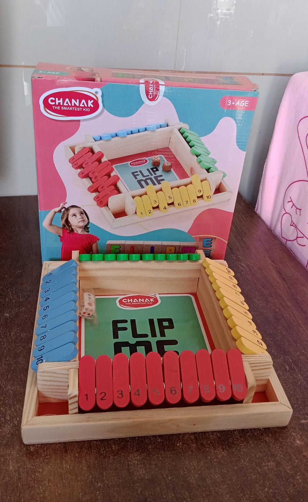 Compact and travel-friendly Shut The Box wooden game, ideal for on-the-go fun.