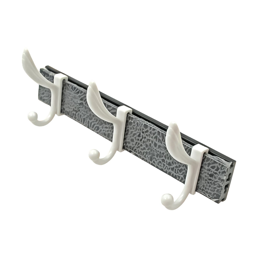 Wall mounted coat rack showcasing its sturdy metal hooks and elegant wooden base