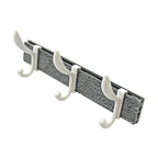 Wall mounted coat rack showcasing its sturdy metal hooks and elegant wooden base