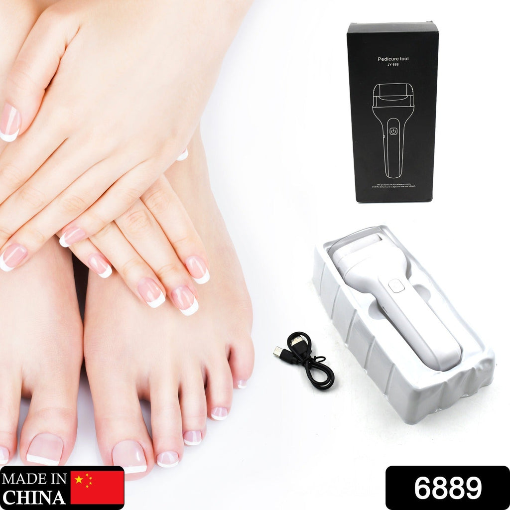 Close-up of the electric foot callus remover in action on a heel