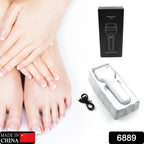 Close-up of the electric foot callus remover in action on a heel