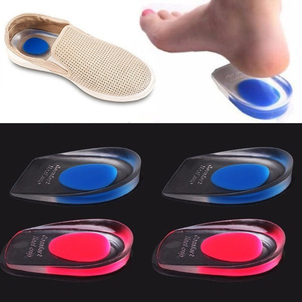Comfortable gel heel inserts shown from the side, offering superior support.