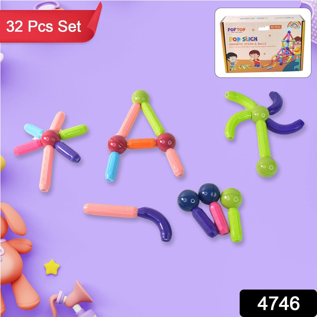Colorful magnetic sticks and connectors for kids building toy