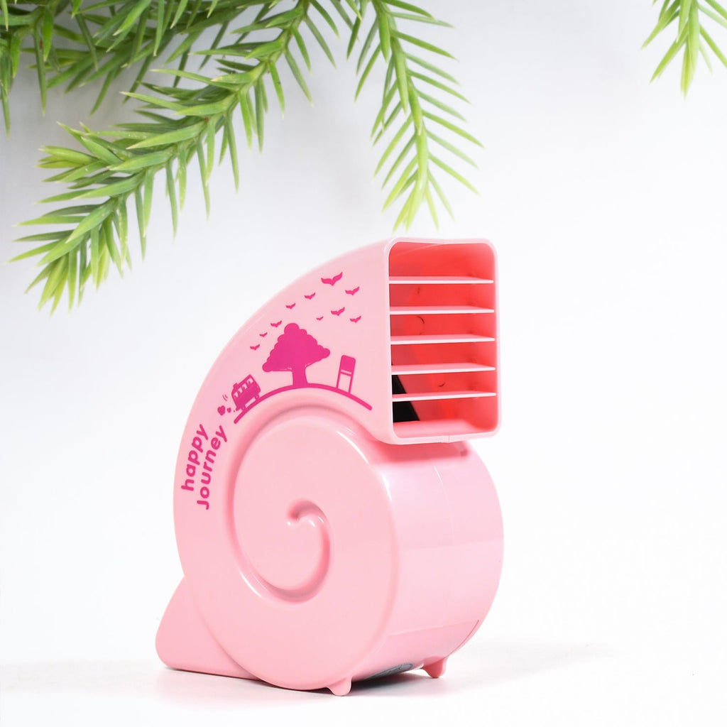 Studio shot of the bright colored USB Mini Fan, highlighting its compact size.