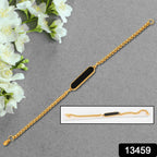 Man wearing a personalized golden bracelet, perfect as a gift.