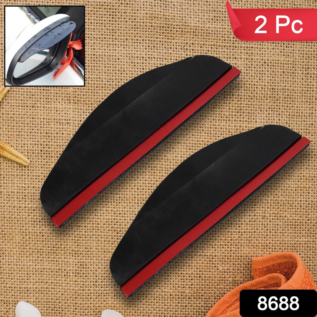 Two durable PVC Car Mirror Rain Protector covers, front and back view.