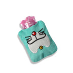 Small Doremon hot water bag for pain relief, showcasing its travel-friendly design.