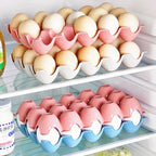 A full 15-cavity plastic egg tray showcasing its ample storage capacity.