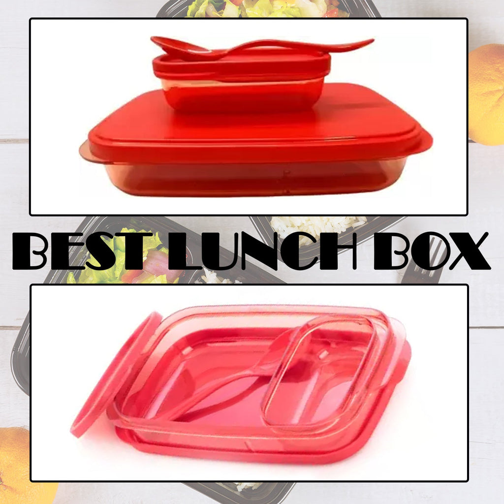 Leak-proof lunch box with its lid securely fastened.