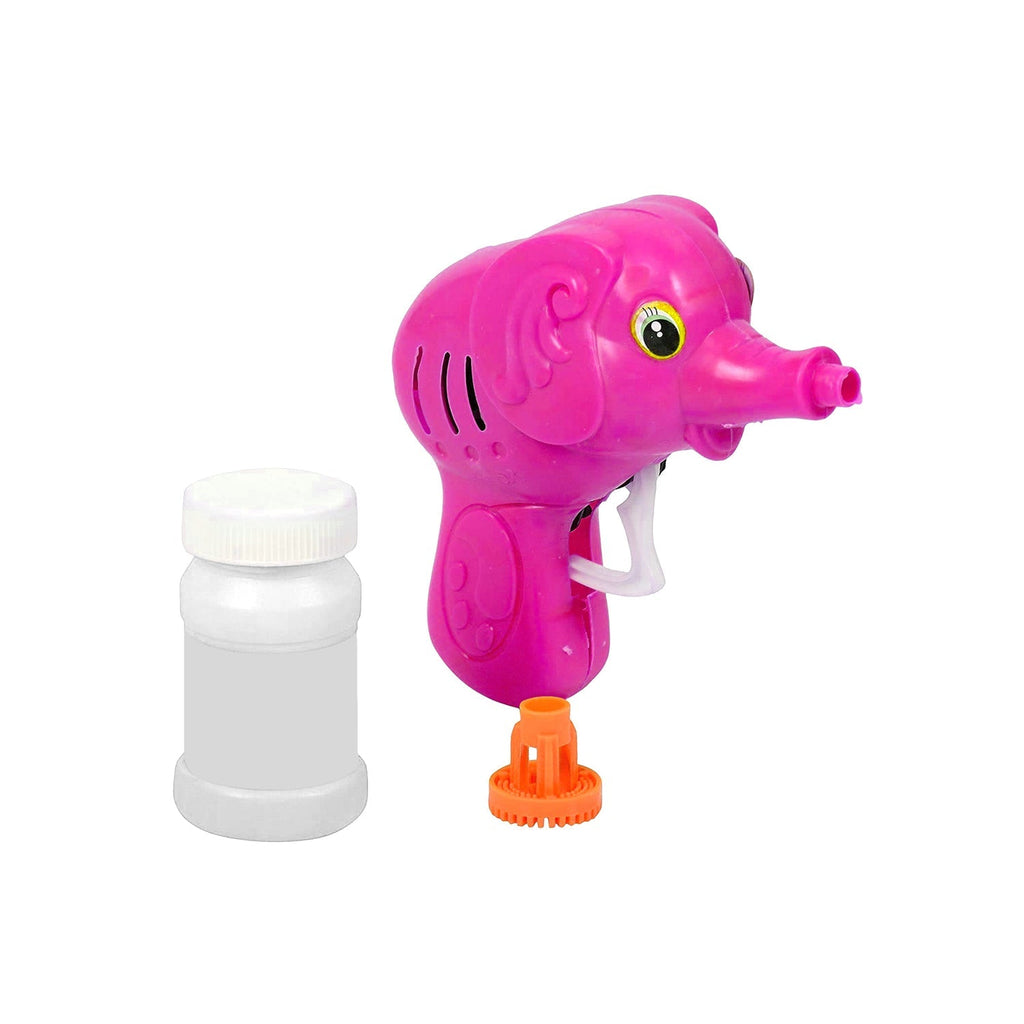 Elephant shaped hand-operated bubble toy with liquid bottle