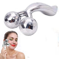 Ergonomic 3D roller face massager for gentle facial relaxation and skin contouring.