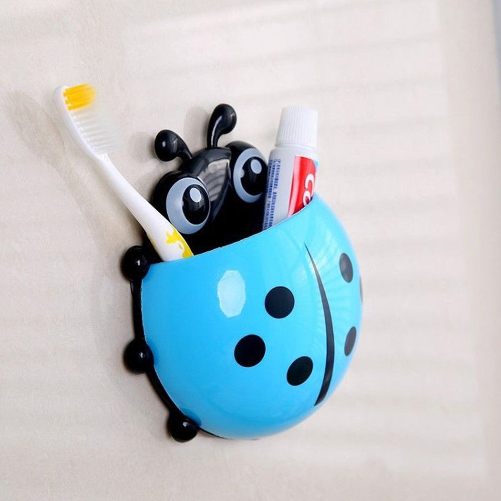 Cute ladybug toothbrush holder with strong suction hook.